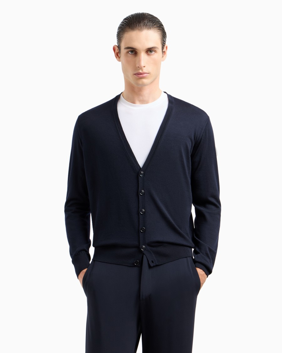 The world of armani CARDIGAN CON BOTTONI IN LANA VERGINE Outlet