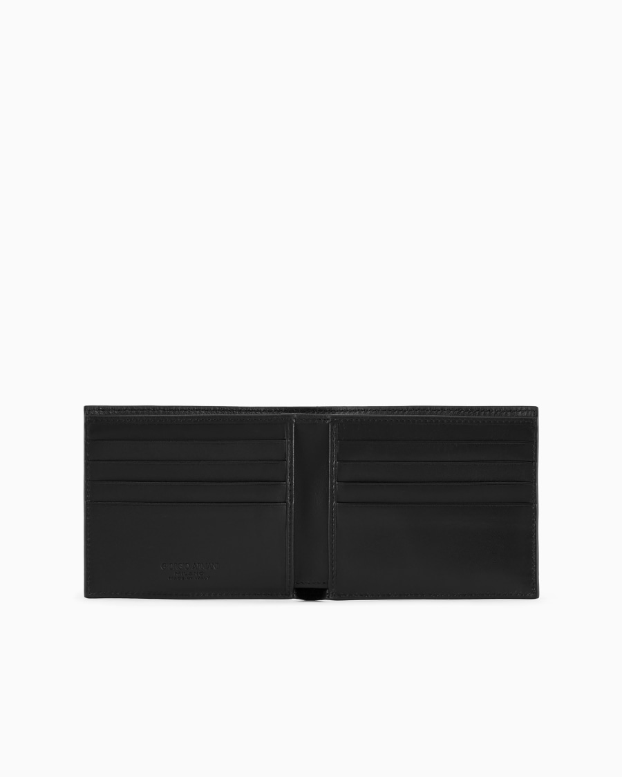 The world of armani PORTAFOGLIO BIFOLD IN NAPPA CON LOGO RICAMATO In Vendita