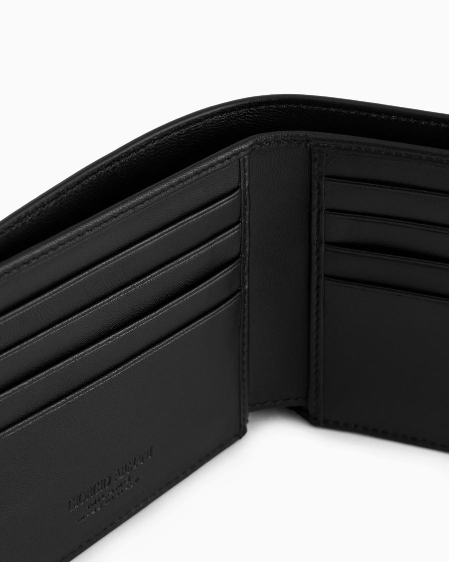 The world of armani PORTAFOGLIO BIFOLD IN NAPPA CON LOGO RICAMATO In Vendita