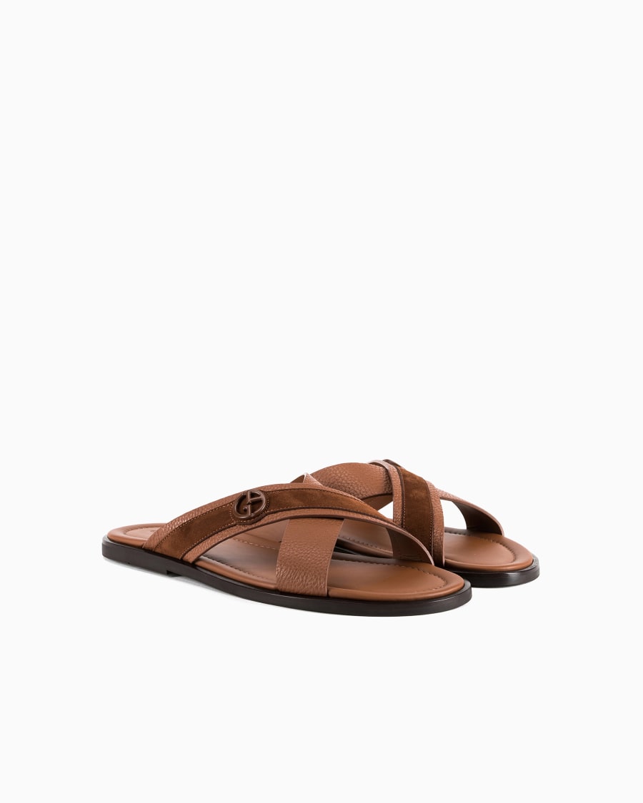 The world of armani SANDALI CROSS IN PELLE SCAMOSCIATA BICOLORE Saldi