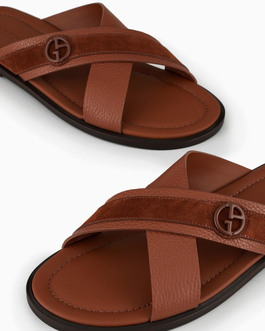The world of armani SANDALI CROSS IN PELLE SCAMOSCIATA BICOLORE Saldi