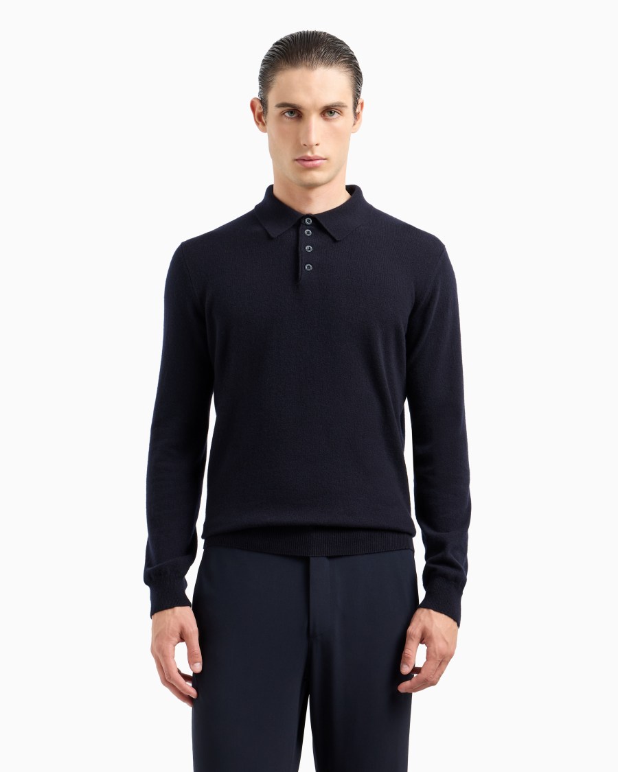 The world of armani POLO A MANICHE LUNGHE IN CASHMERE Vendita Economica