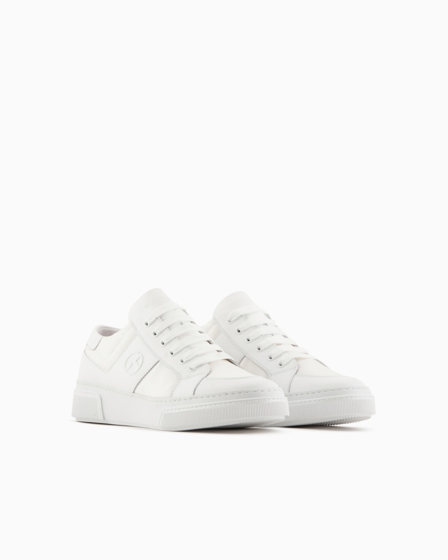 The world of armani SNEAKERS IN PELLE E TESSUTO Saldi Di Fabbrica