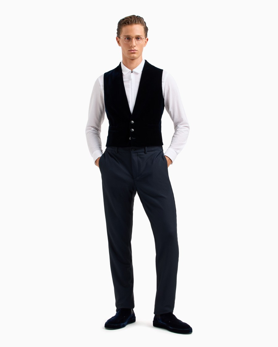 The world of armani PANTALONI FLAT FRONT IN GAUFRÉ TECNICO Moda