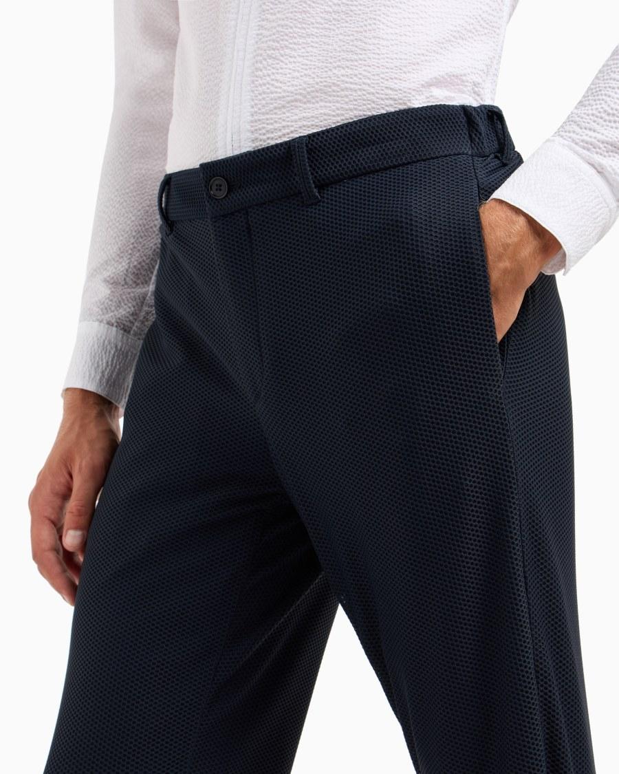 The world of armani PANTALONI FLAT FRONT IN GAUFRÉ TECNICO Moda