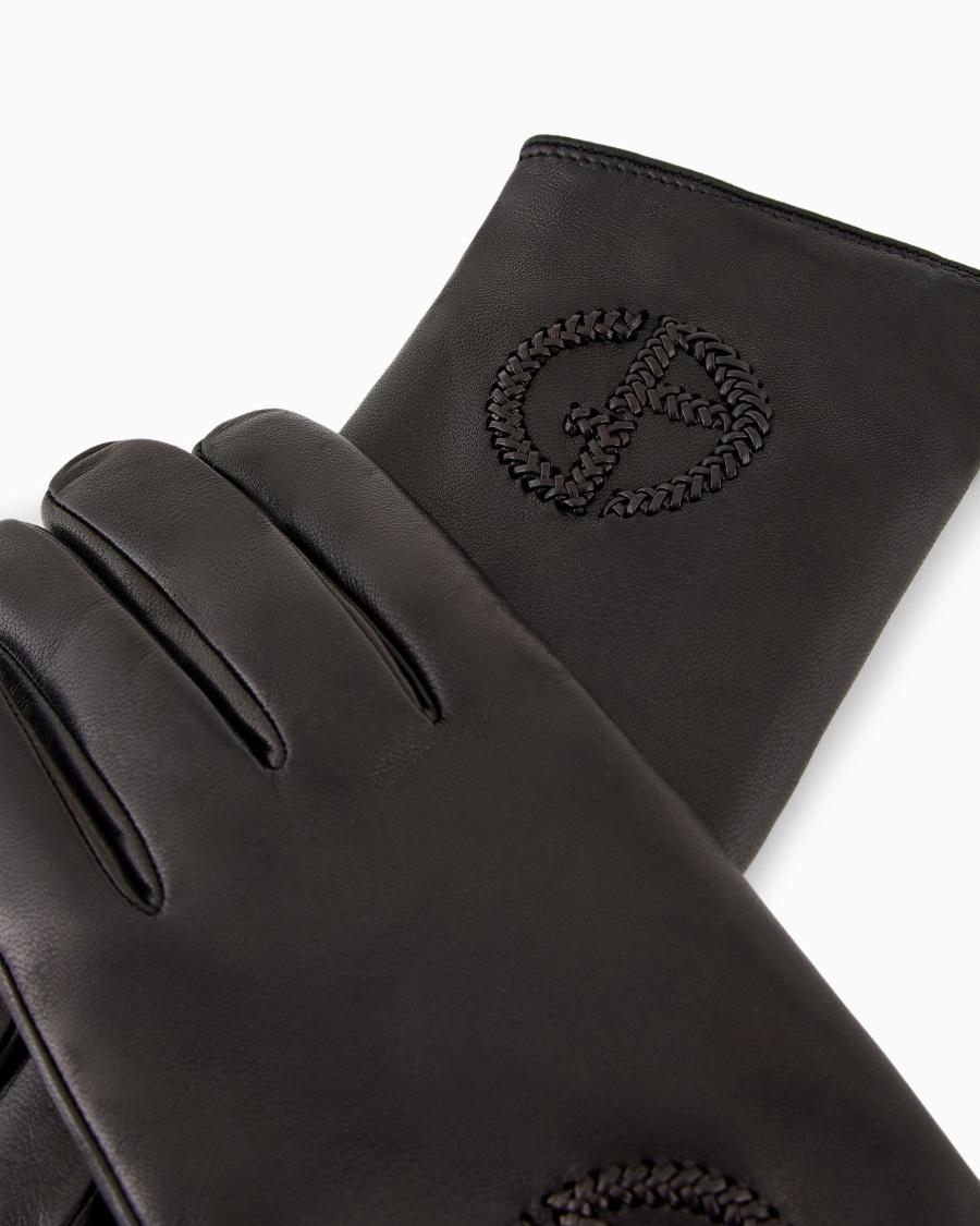 The world of armani GUANTI IN NAPPA CON LOGO RICAMATO Italia