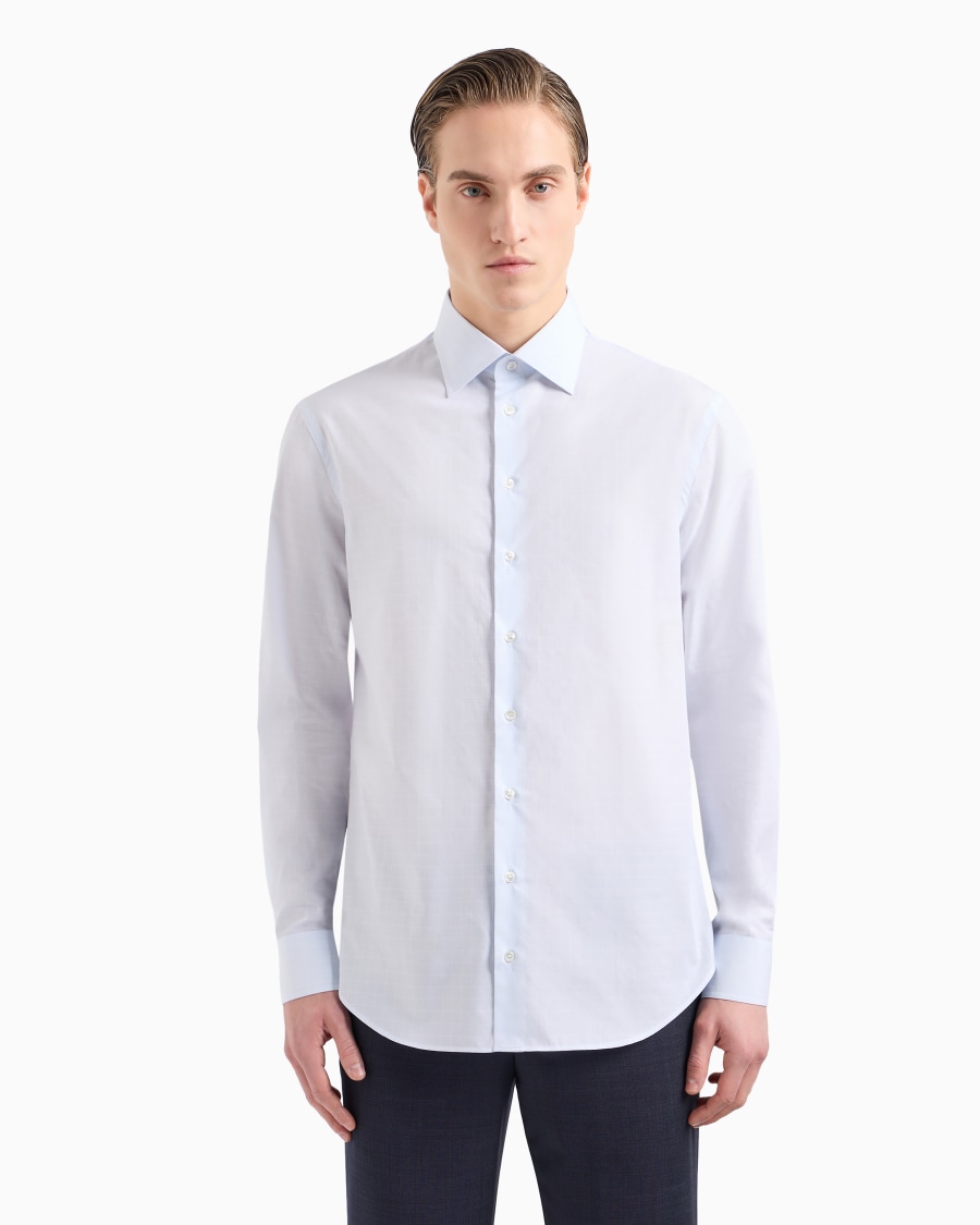 The world of armani CAMICIA REGULAR FIT IN COTONE MICROARMATURATO 2025