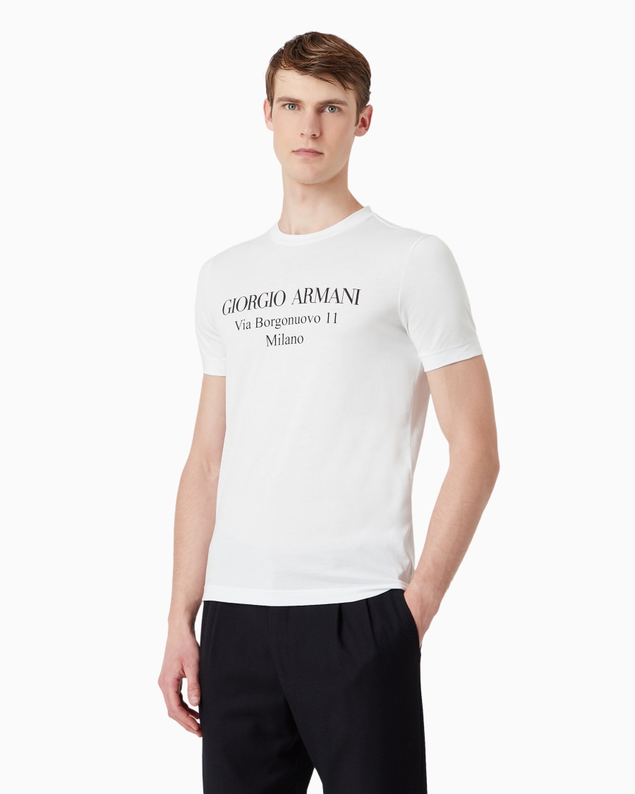 The world of armani T-SHIRT GIROCOLLO BORGONUOVO 11 IN JERSEY DI COTONE PIMA In Linea