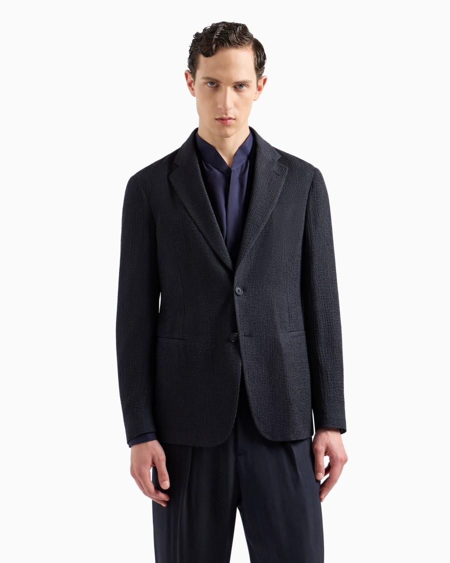 The world of armani GIACCA MONOPETTO IN MISTO CUPRO EFFETTO MESH Qualità