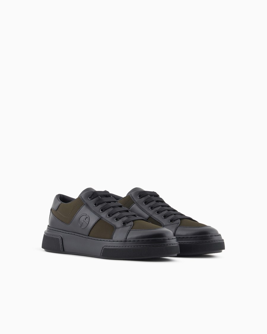 The world of armani SNEAKERS IN PELLE E TESSUTO Spedizione Gratuita