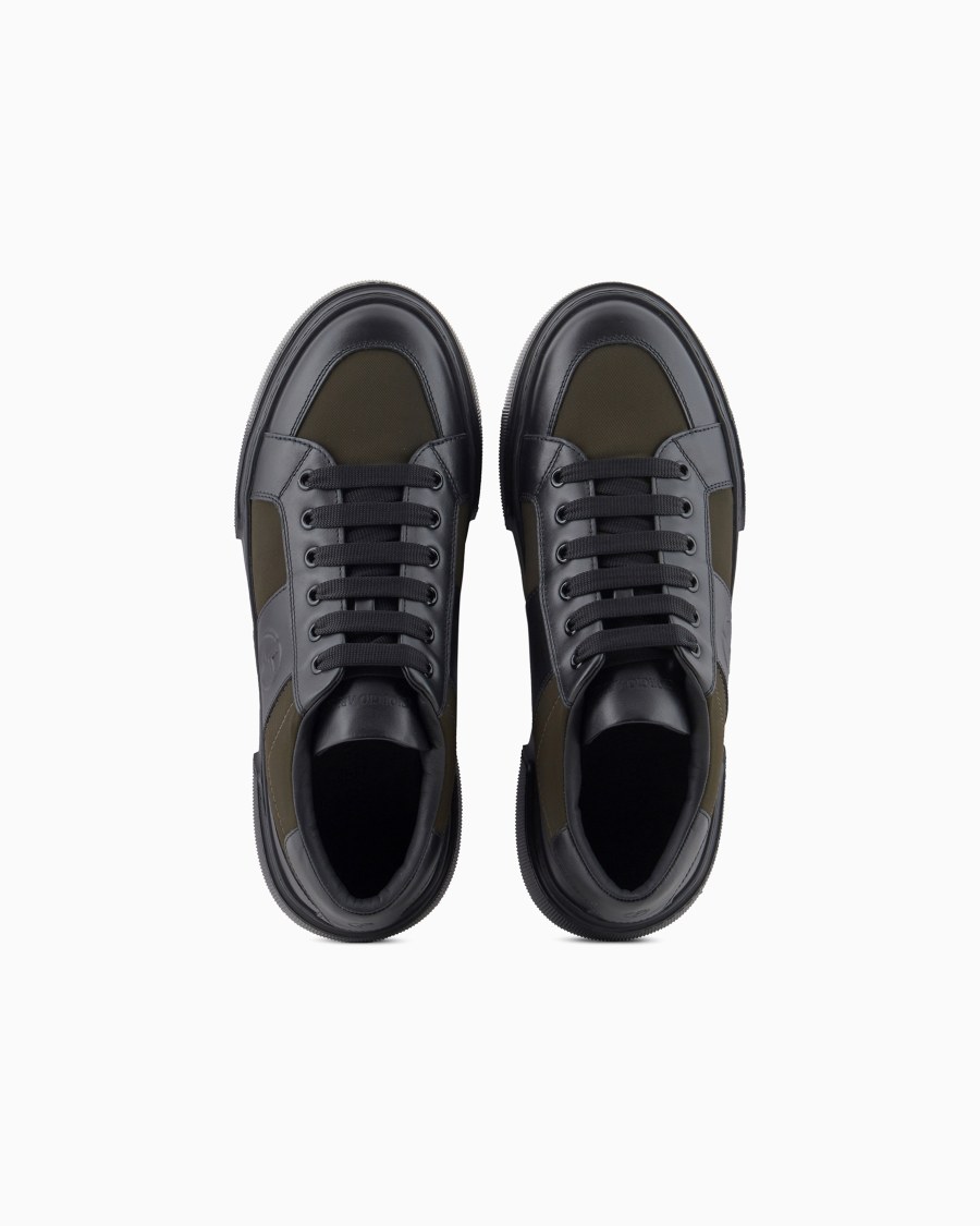 The world of armani SNEAKERS IN PELLE E TESSUTO Spedizione Gratuita