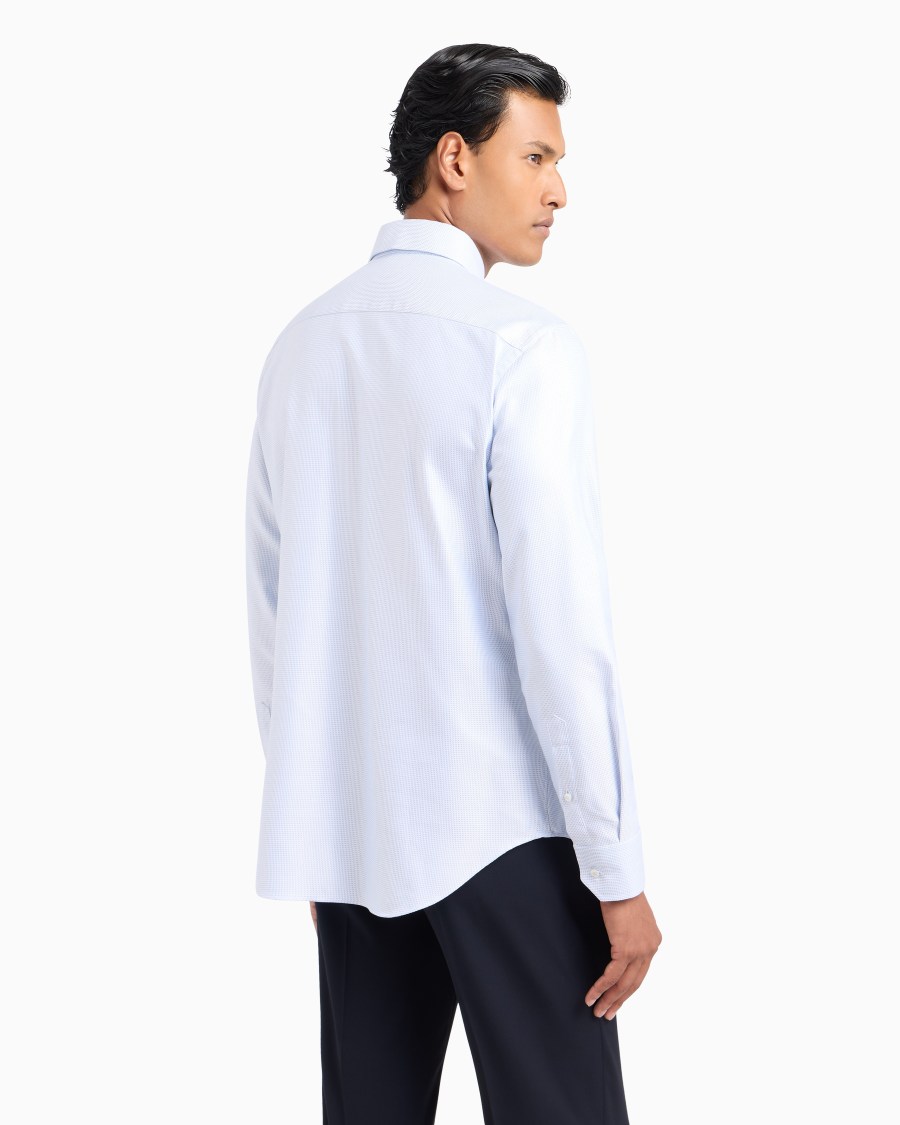 The world of armani CAMICIA REGULAR FIT IN COTONE MICROARMATURATO Consegna Veloce