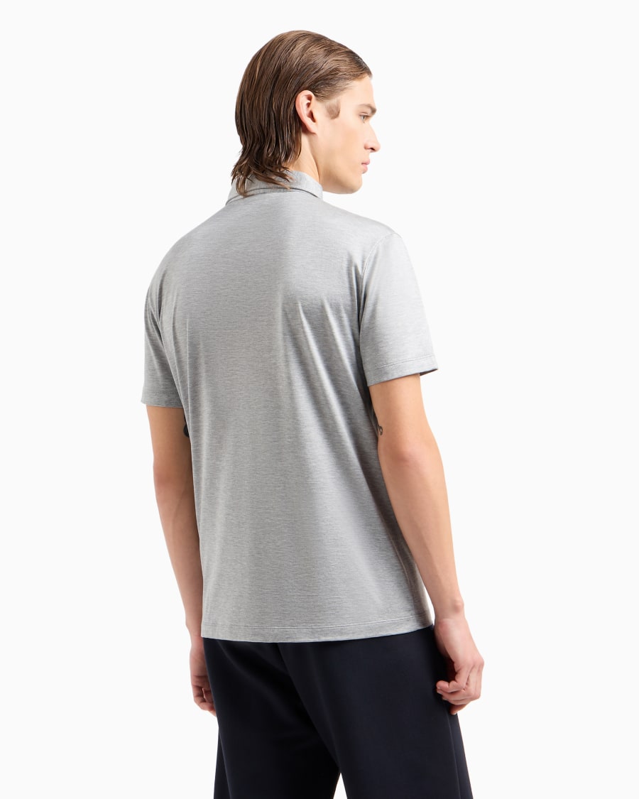 The world of armani POLO IN JERSEY DI SETA E COTONE MELANGE Fino Al -60%