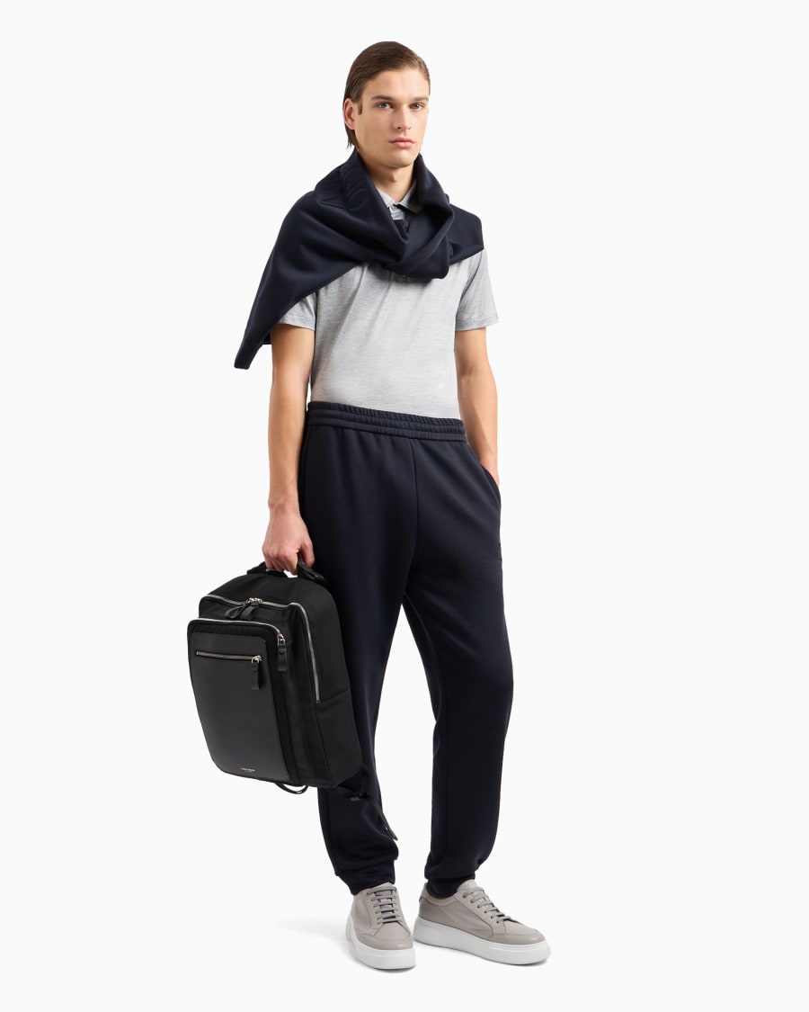 The world of armani POLO IN JERSEY DI SETA E COTONE MELANGE Fino Al -60%