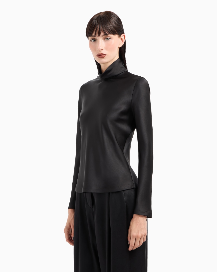 The world of armani BLUSA A MANICHE LUNGHE IN DOPPIO RASO DI SETA Vendita Economica
