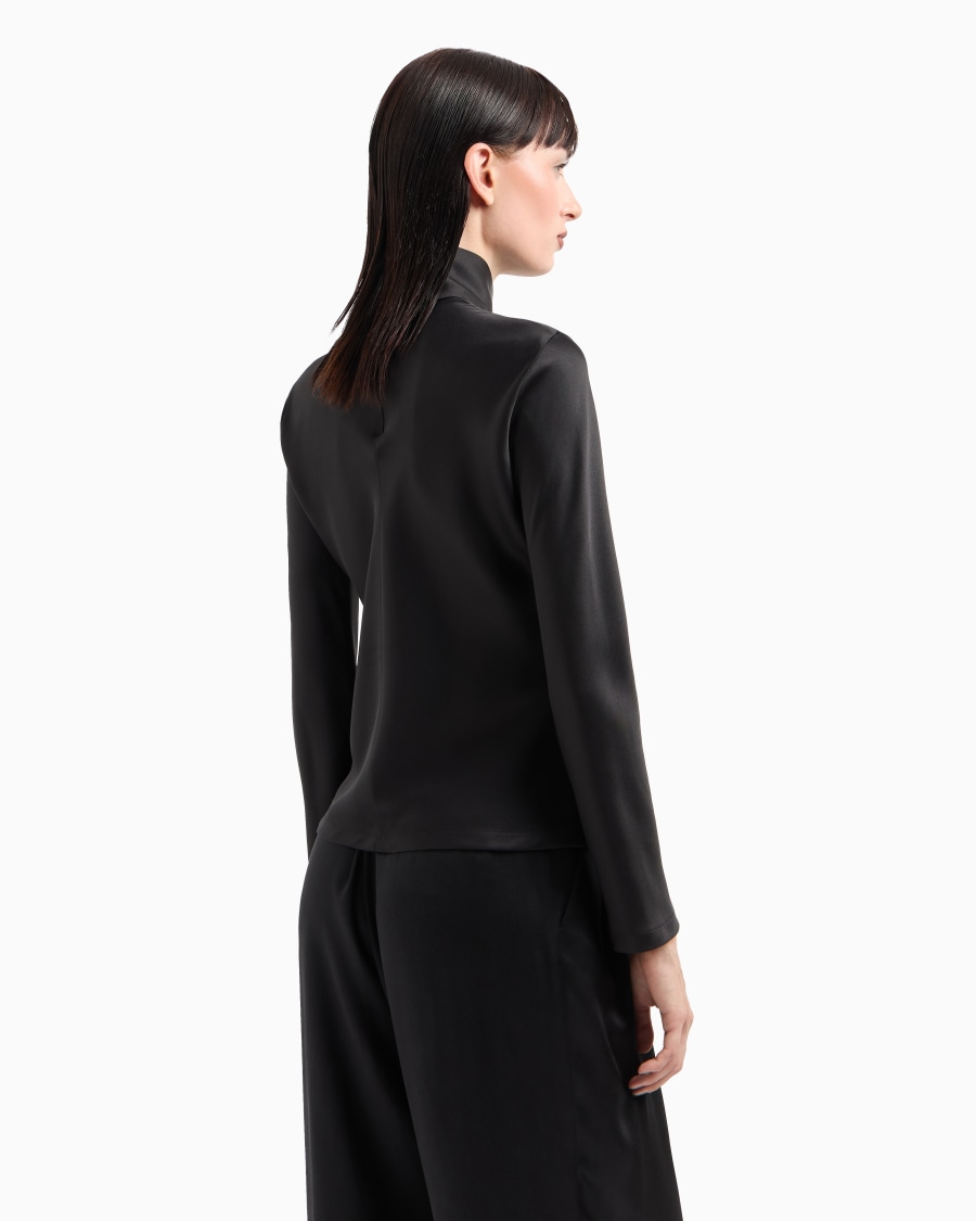 The world of armani BLUSA A MANICHE LUNGHE IN DOPPIO RASO DI SETA Vendita Economica