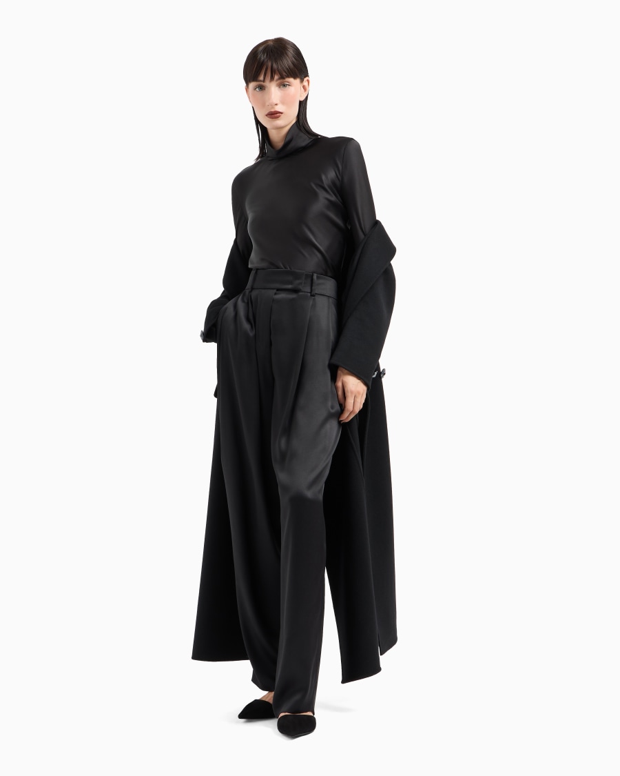 The world of armani BLUSA A MANICHE LUNGHE IN DOPPIO RASO DI SETA Vendita Economica