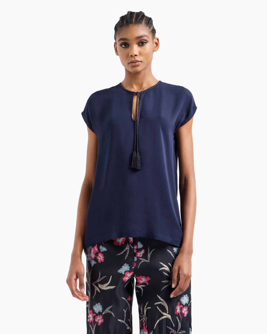 The world of armani BLUSA IN DOPPIA GEORGETTE DI SETA Vendite Flash