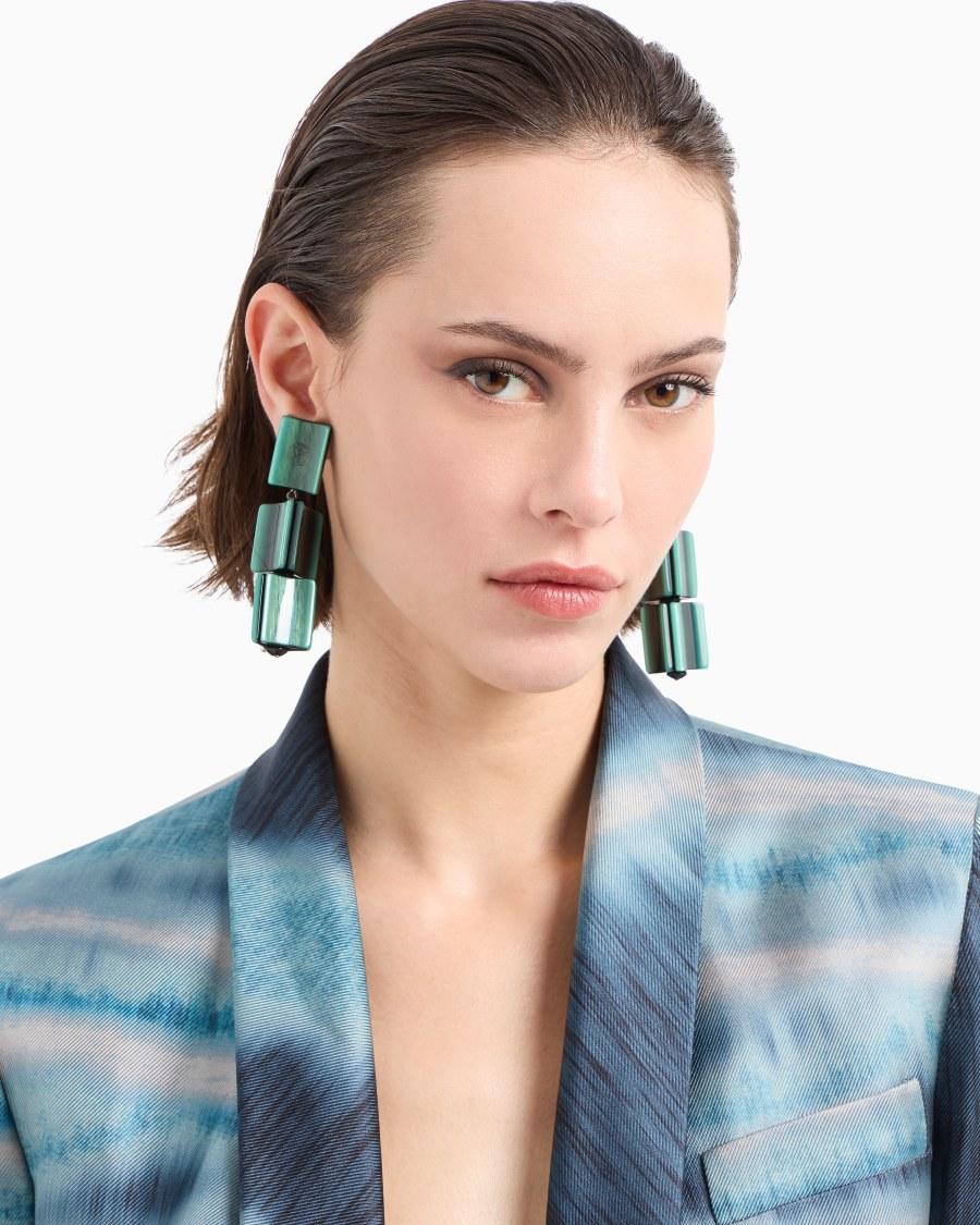 The world of armani ORECCHINI A CLIP CON PENDENTI IN RESINA In Linea