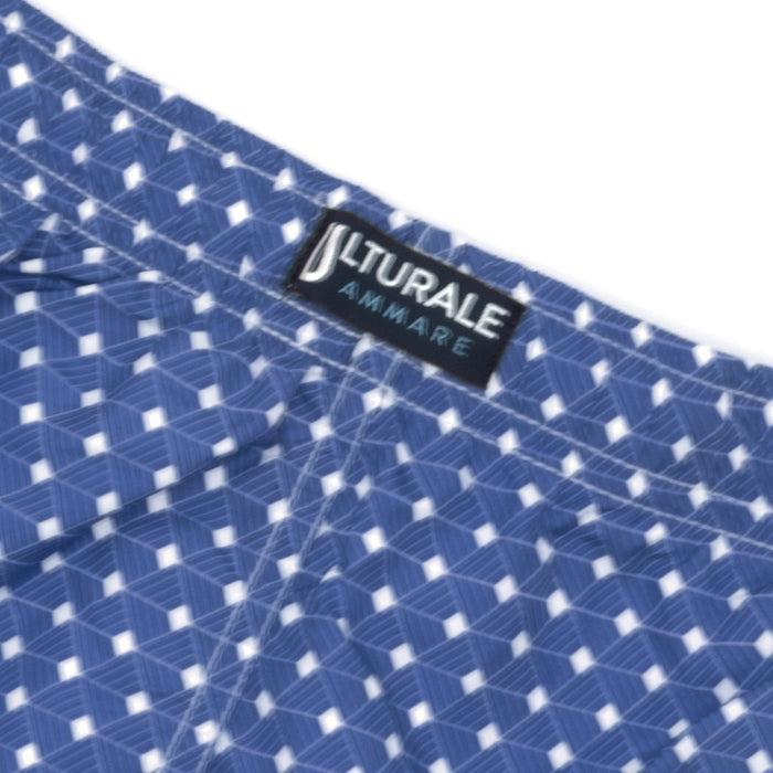 Ulturale Costume con pattern geometrico quadrato blu e bianco – Ulturale Online