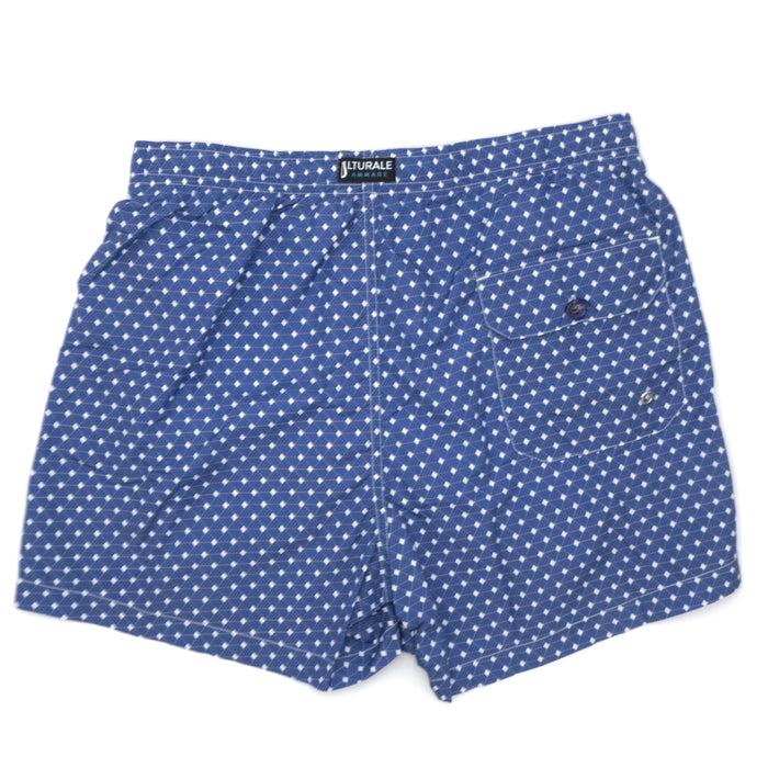 Ulturale Costume con pattern geometrico quadrato blu e bianco – Ulturale Online