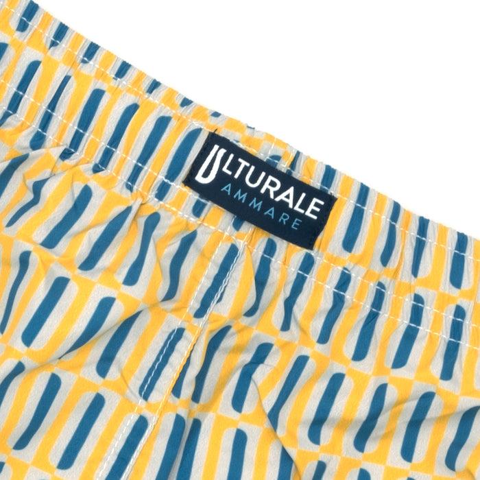 Ulturale Costume con pattern geometrico verticale giallo e blu – Ulturale Saldi Di Fabbrica