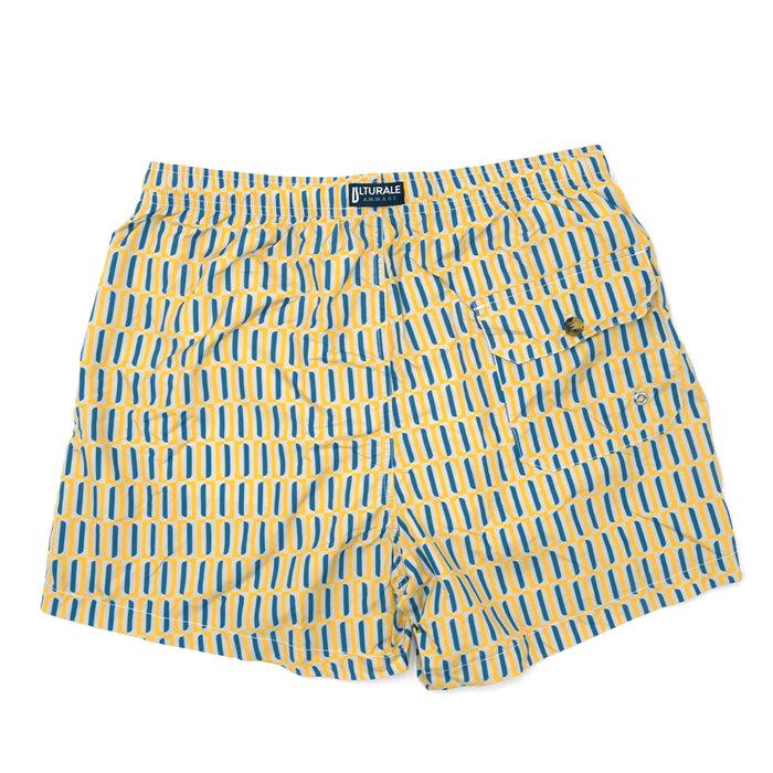 Ulturale Costume con pattern geometrico verticale giallo e blu – Ulturale Saldi Di Fabbrica