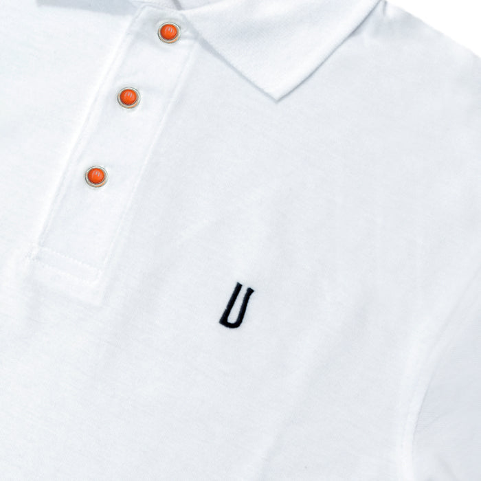 Ulturale Polo bianca con bottoni in corallo e argento in 100% cotone - Ulturale Vendite Flash
