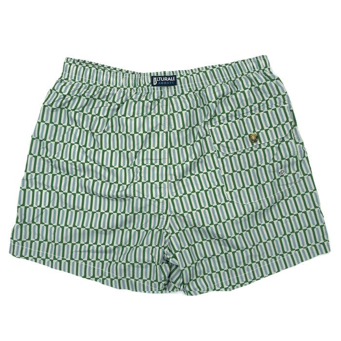 Ulturale Costume con pattern geometrico verticale verde e azzurro – Ulturale In Linea