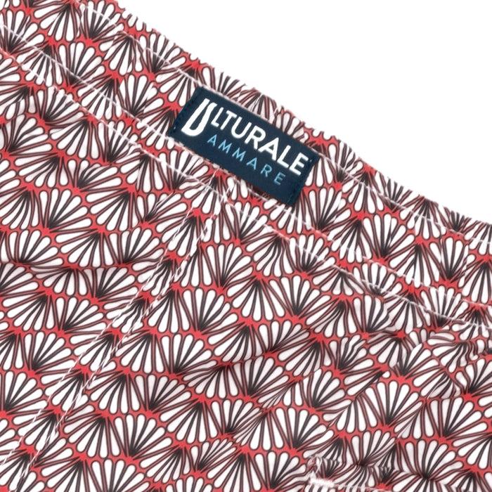 Ulturale Costume con pattern ventagli bianco e rosso – Ulturale Promozione