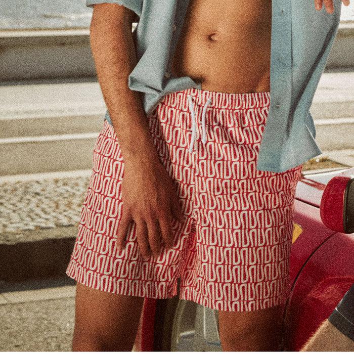 Ulturale Costume rosso con pattern Ulturale bianco – Ulturale Spedizione Gratuita