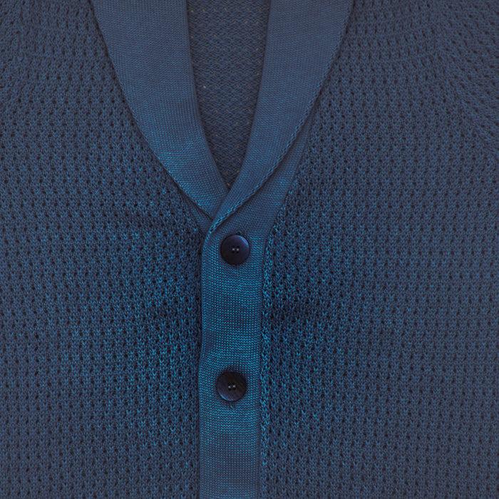 Ulturale Cardigan blu uomo con collo a scialle – Ulturale Pezzi Unici