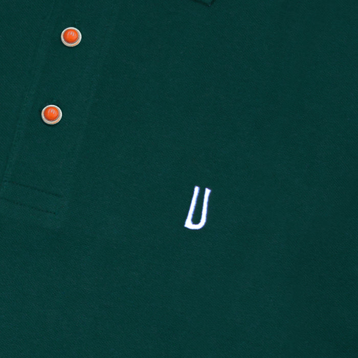Ulturale Polo verde con bottoni in corallo e argento in 100% cotone - Ulturale Negozi Online