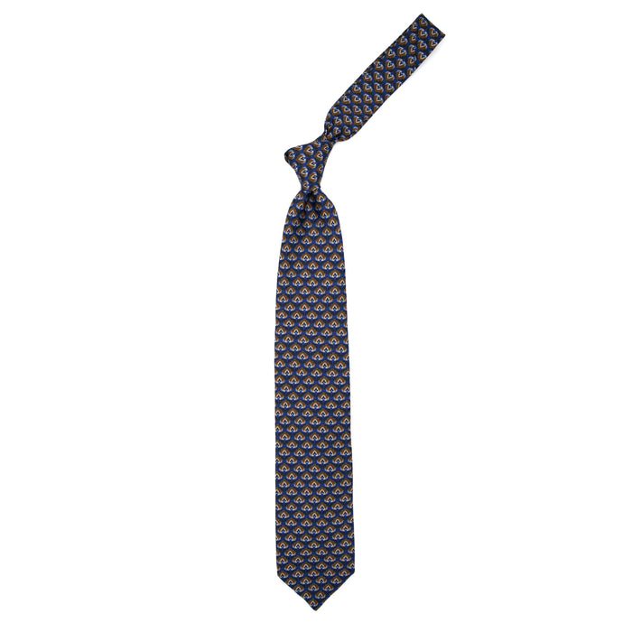 Ulturale Cravatta azzurra con pattern blu marrone e crema in seta – Ulturale Negozi Online