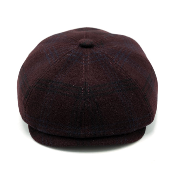 Ulturale Coppola 8 spicchi in lana con fantasia tartan bordeaux e fodera interna di seta con pattern Ulturale burgundy - Ulturale Presa