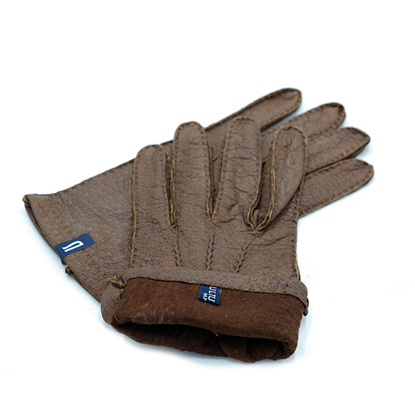 Ulturale Guanti uomo marrone chiaro in peccary sfoderato con cashmere interno - Ulturale