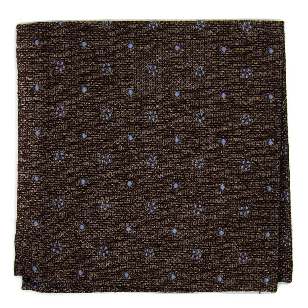 Ulturale Pochette marrone con fiori azzurri in 100% seta - Ulturale