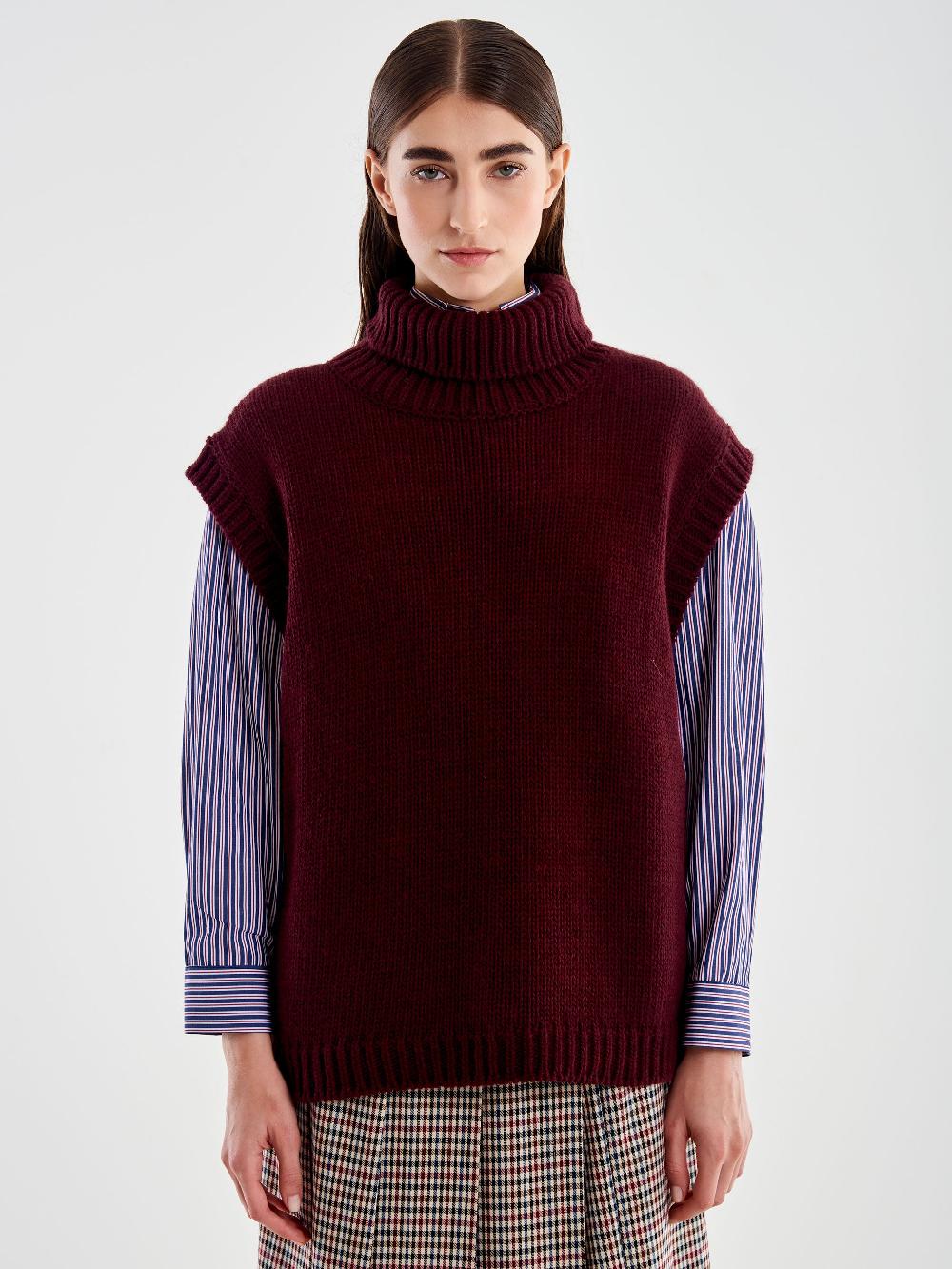 Vicolo Pull Collo Alto senza Maniche Bordeaux Hotsell