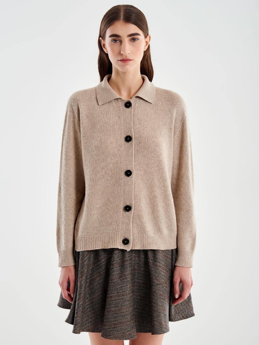 Vicolo Cardigan Con Colletto e Bottoni Marrone Vendita Economica