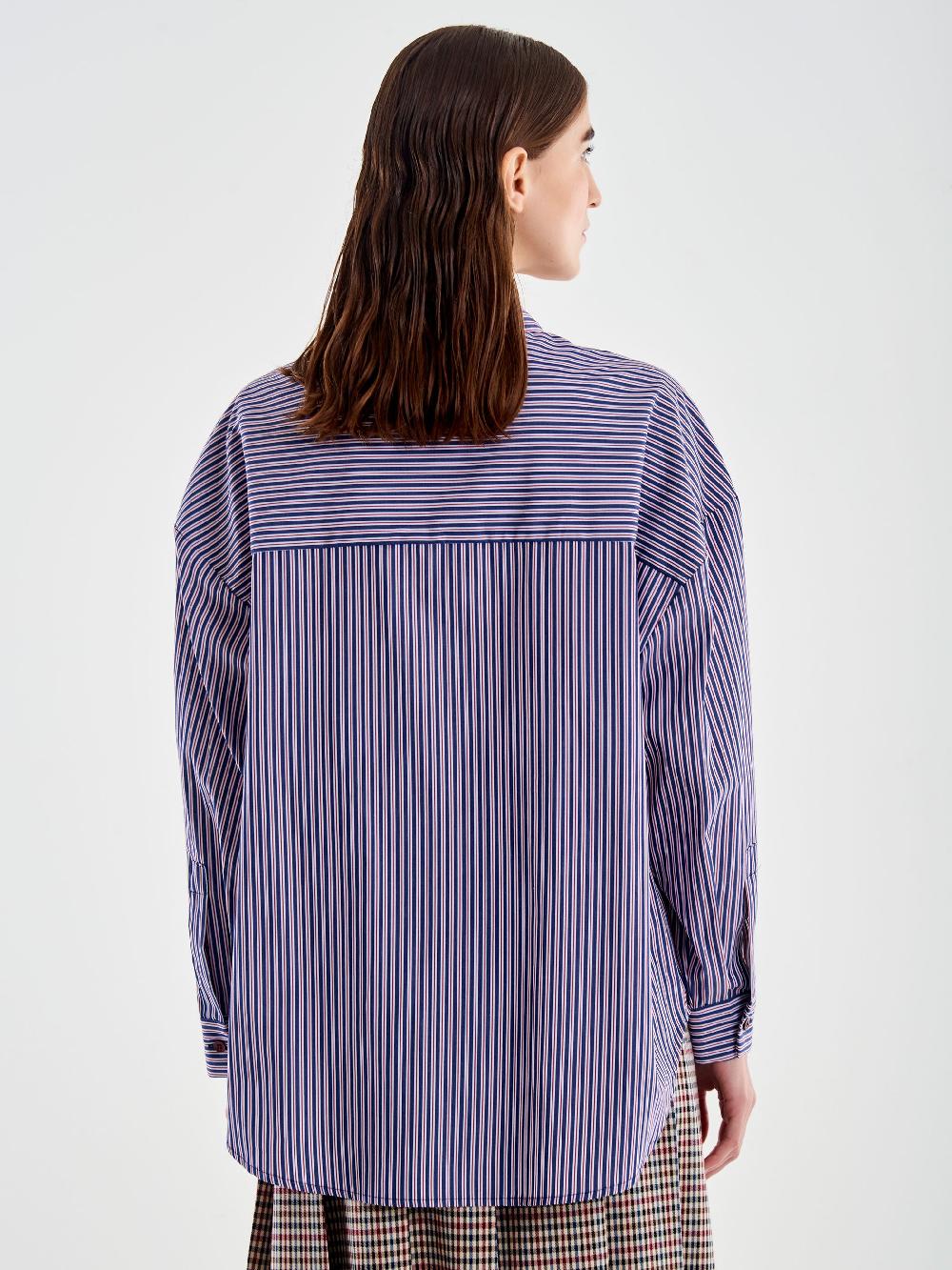 Vicolo Camicia con Tasca a Righe Blu Saldi Di Fabbrica