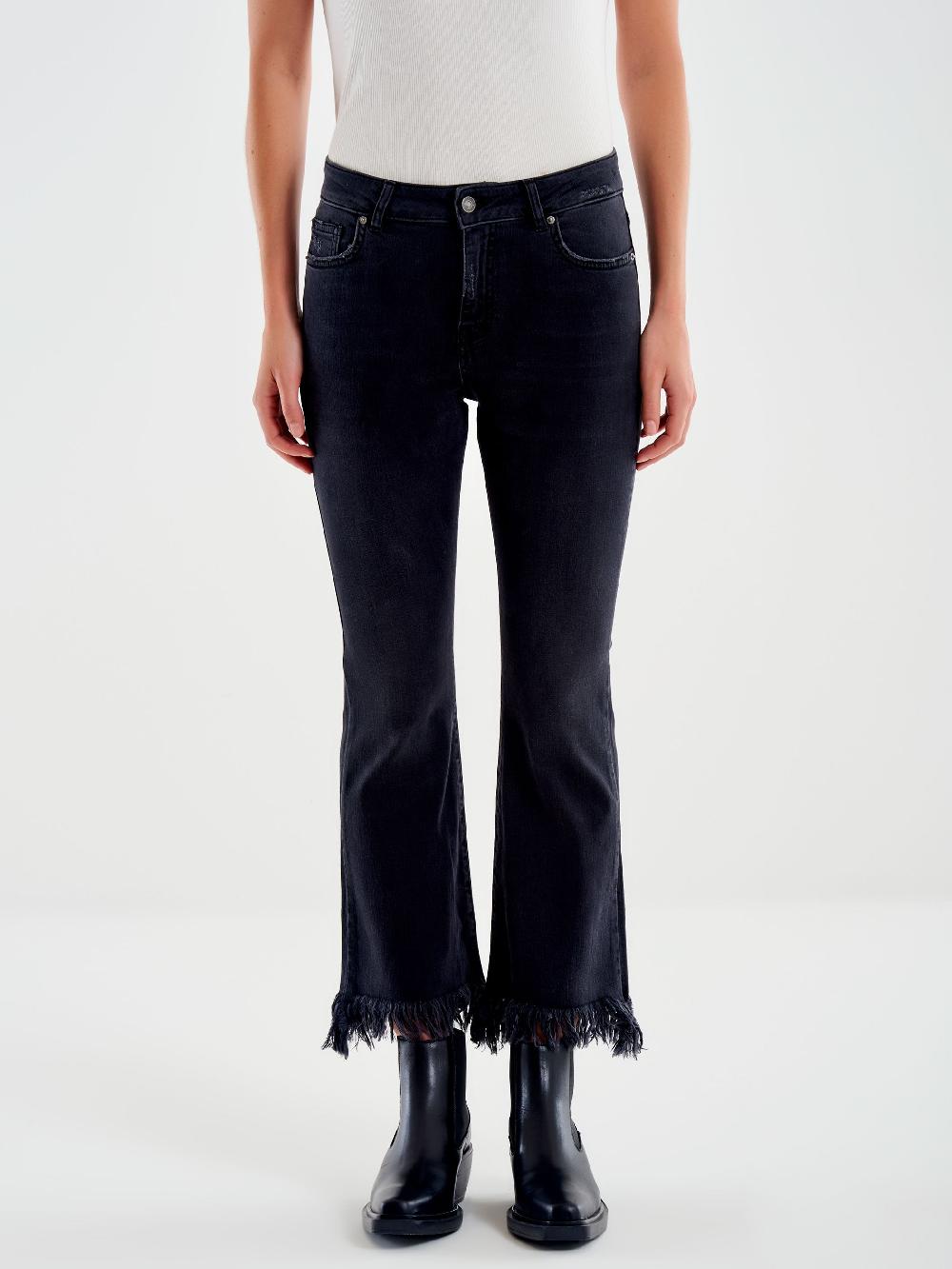 Vicolo Jeans Icon Gisele Fondo Sfrangiato Nero Prezzo Ridotto