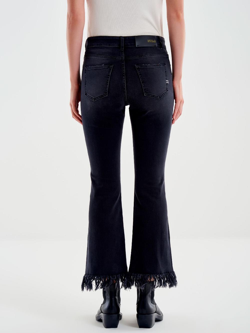 Vicolo Jeans Icon Gisele Fondo Sfrangiato Nero Prezzo Ridotto