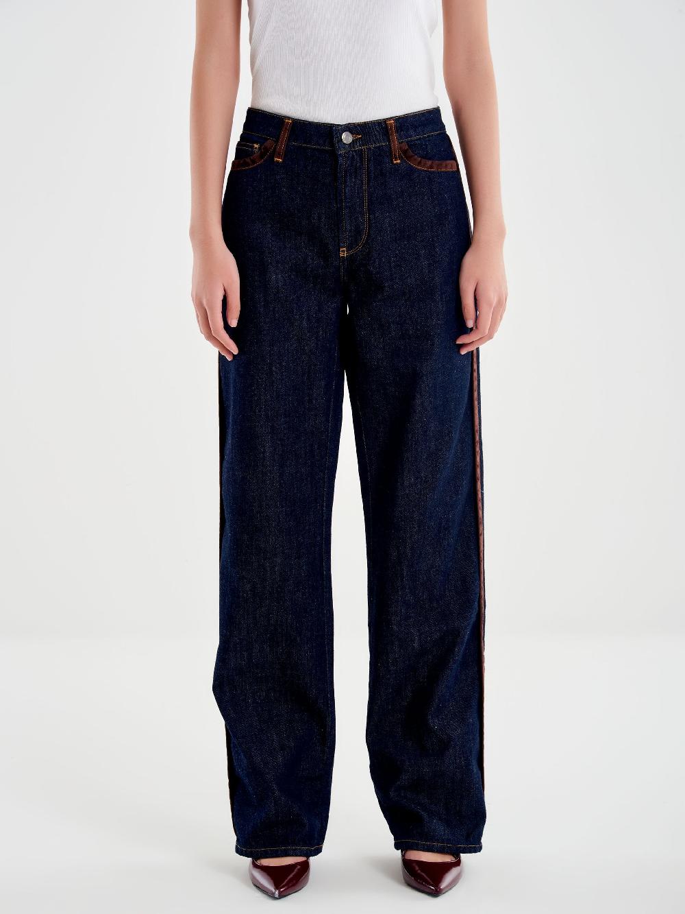 Vicolo Jeans Icon Alex con Profili in Alcantara Blu Presa