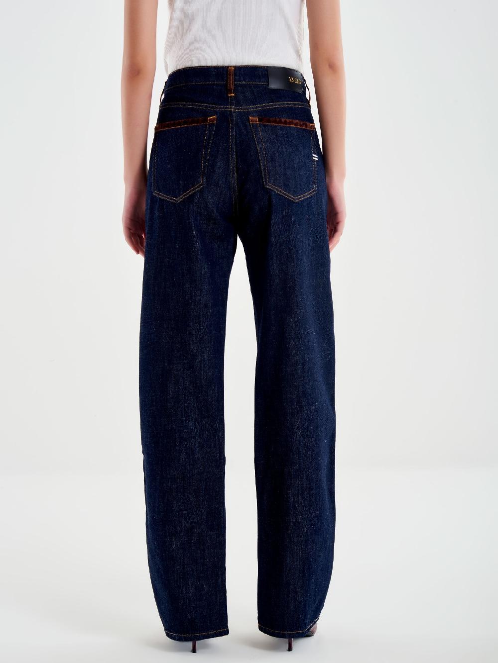 Vicolo Jeans Icon Alex con Profili in Alcantara Blu Presa