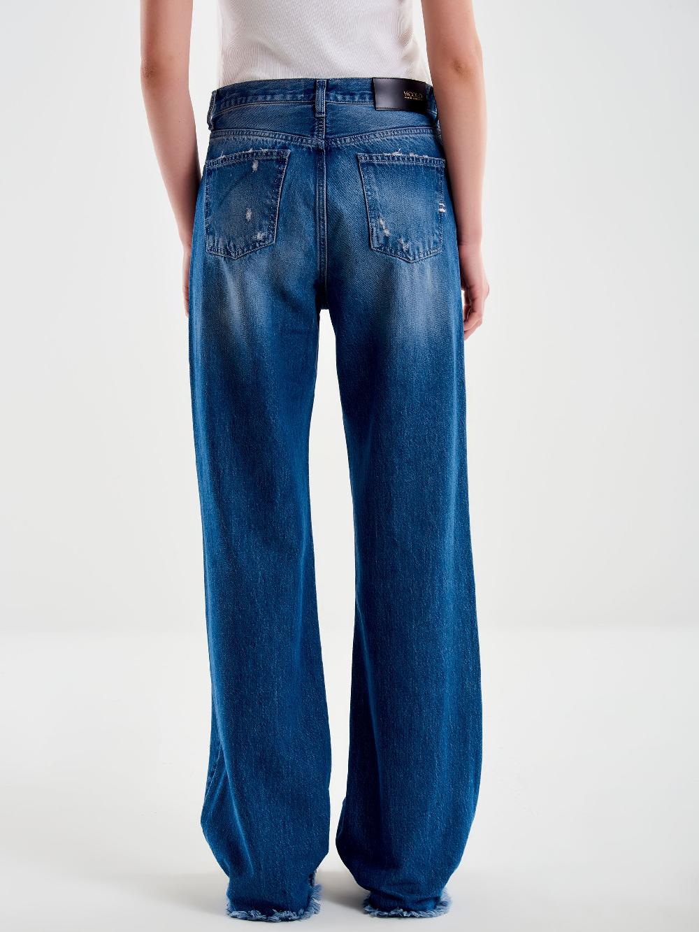 Vicolo Jeans Ampio Zeno Sfrangiato Blu Online