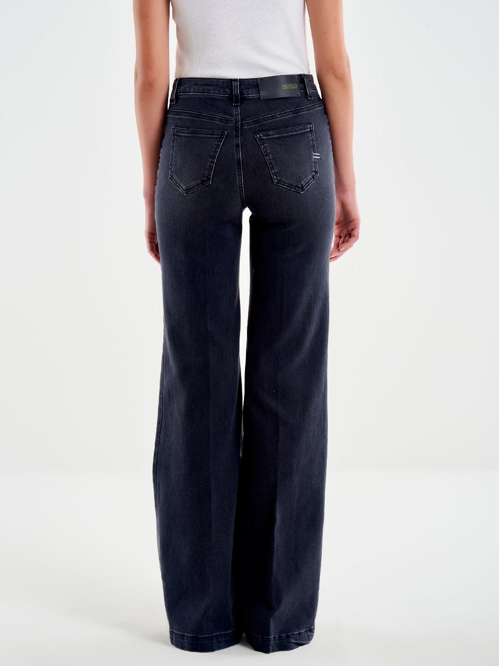 Vicolo Jeans Giudith con Bottoni Nero Nero Vendita Calda