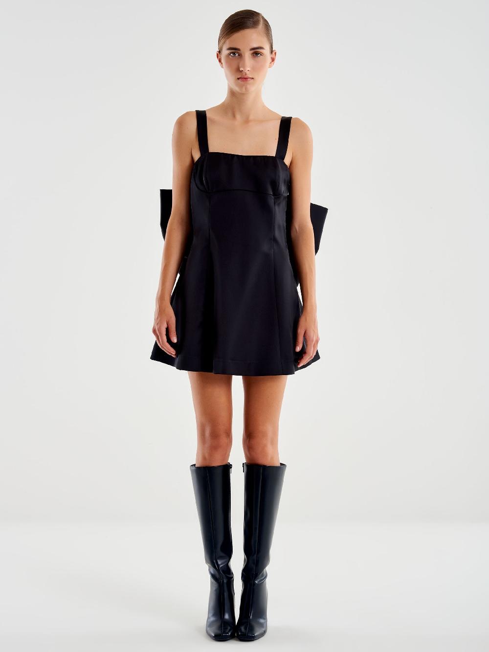 Vicolo Abito Mini con Maxi Fiocco Nero Offerte