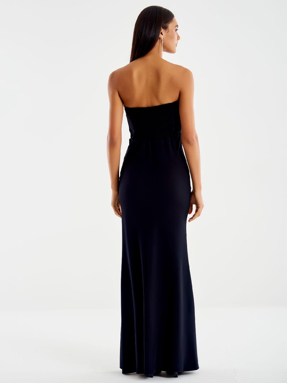 Vicolo Abito Lungo con Fiocco Frontale Nero Shopping Online