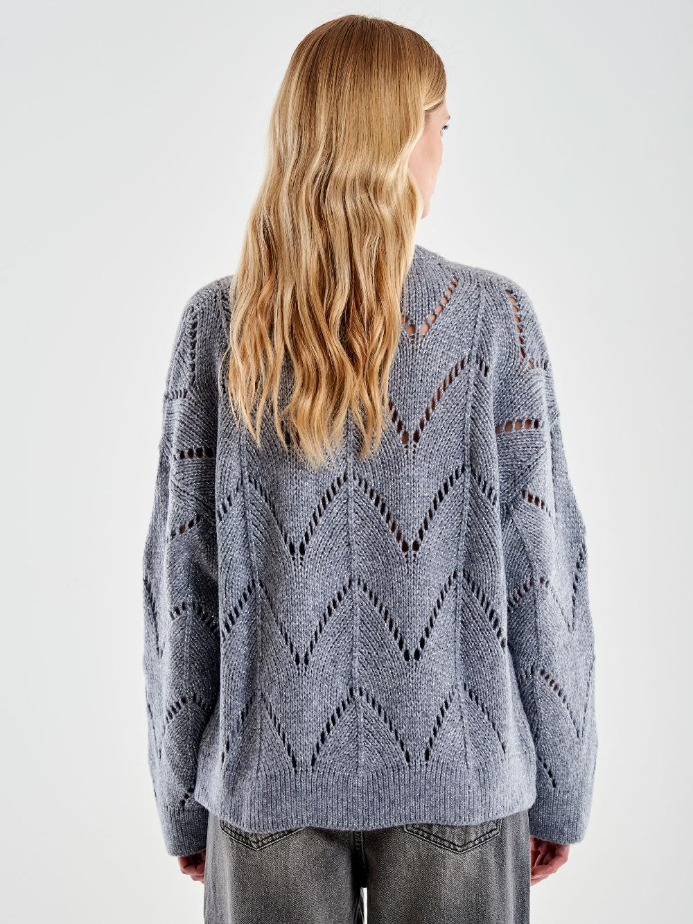 Vicolo Girocollo Over Trecce Lurex Grigio Sottocosto