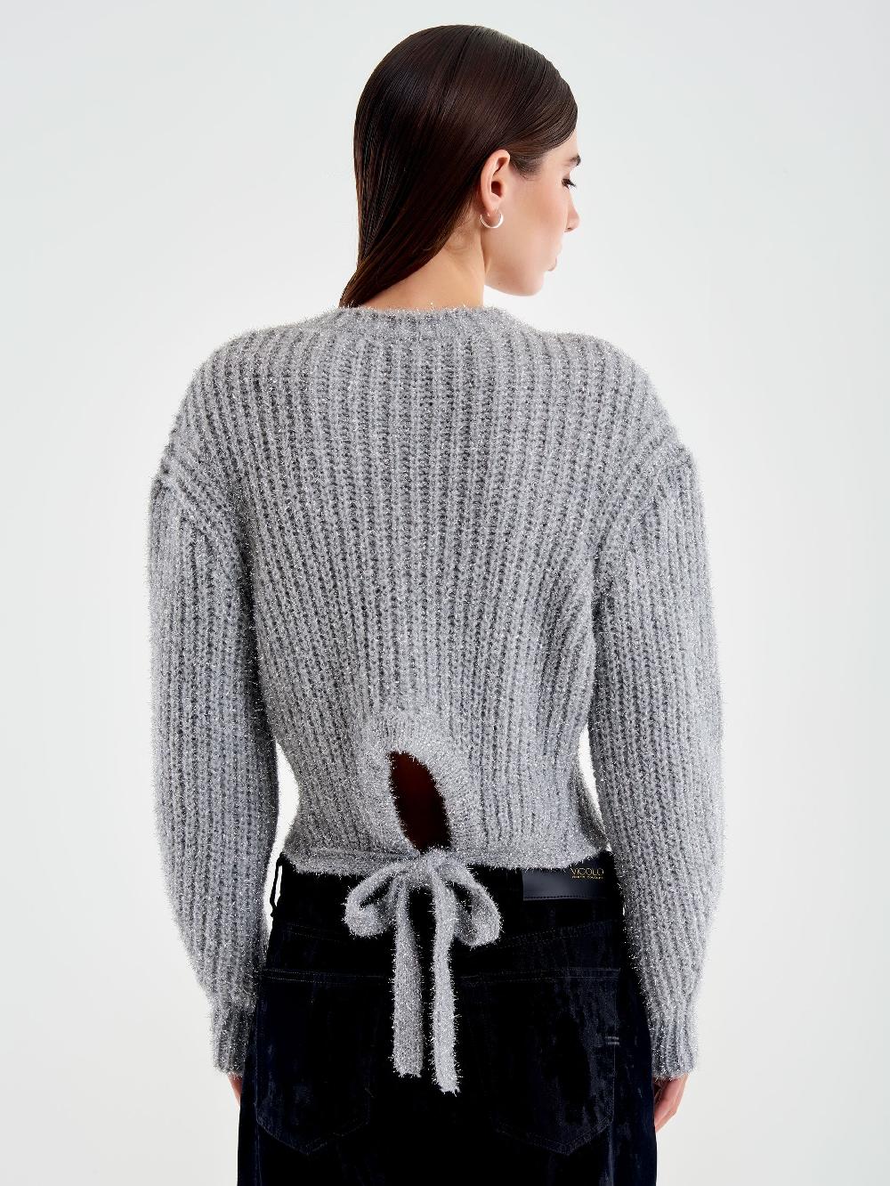 Vicolo Pullover Lurex con Laccio Dietro Grigio Novità